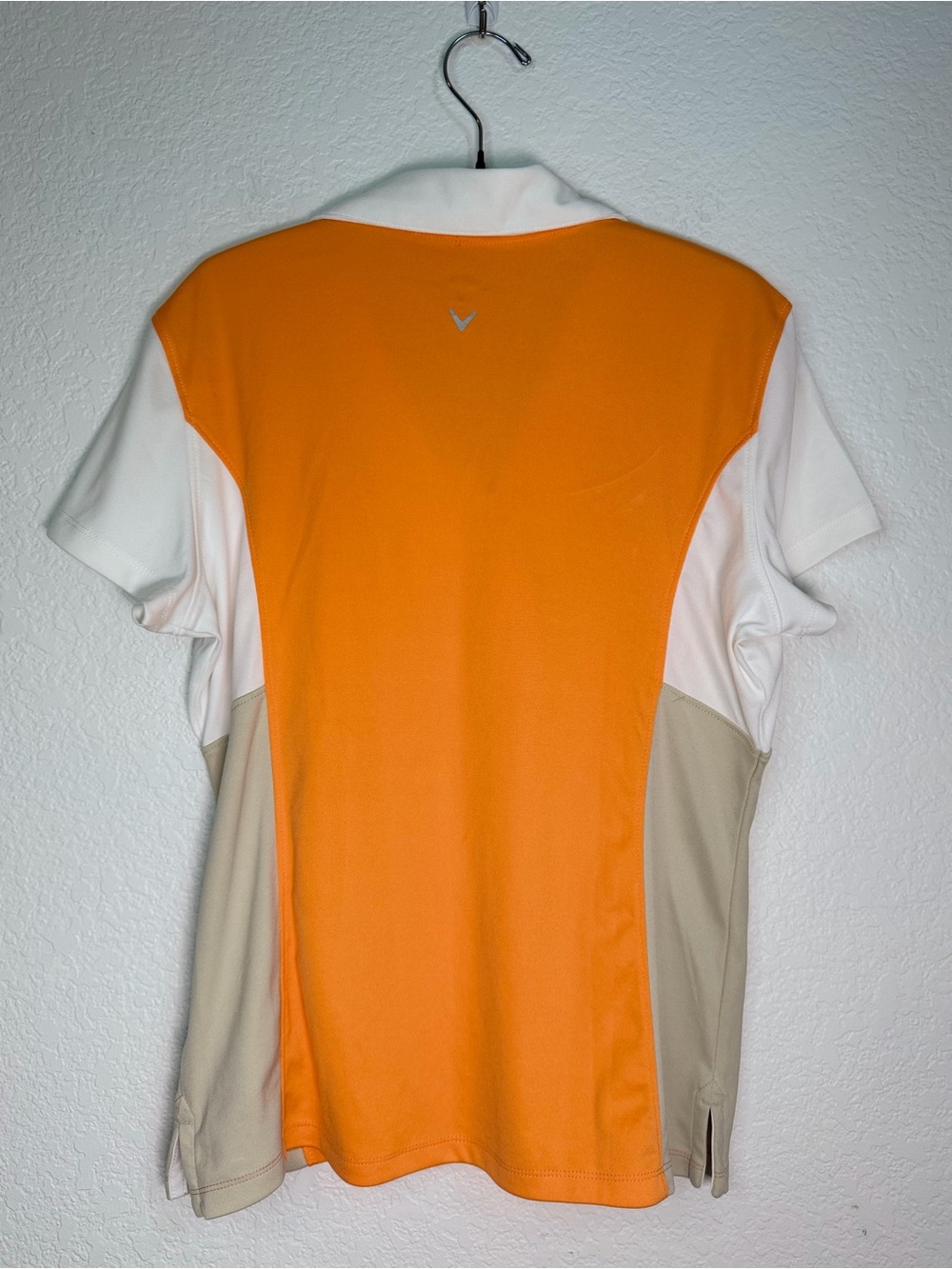 Callaway Women's Short-Sleeve Polo Top in Orange, White & Tan, Size M - Picture 5 of 7
